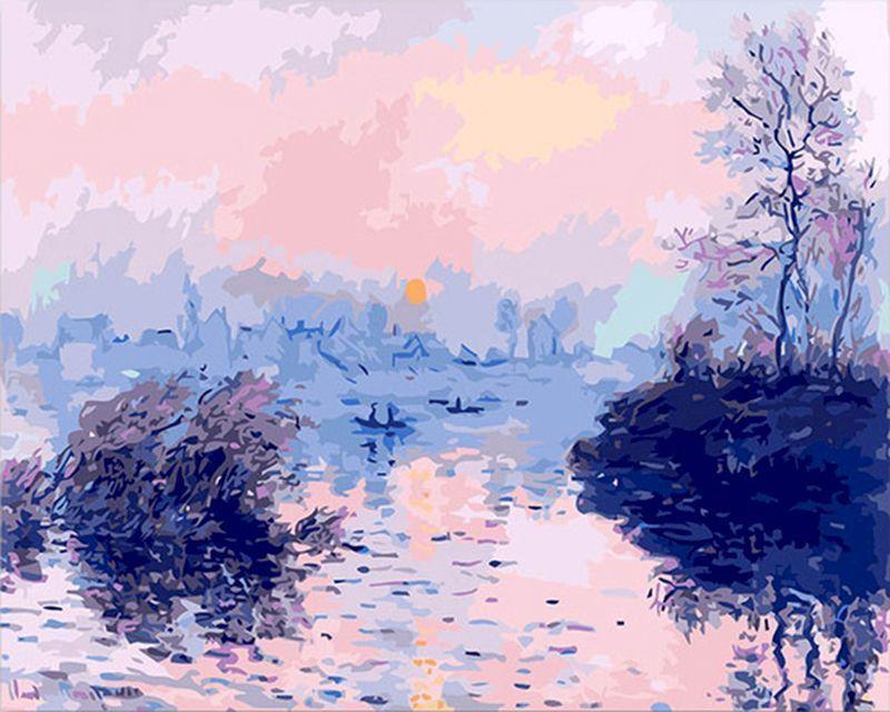 クロード・モネ「Sunset on the Seine at Lavacourt Paint by numbers - Claude Monet - Sunset on the Seine at Lavacourt