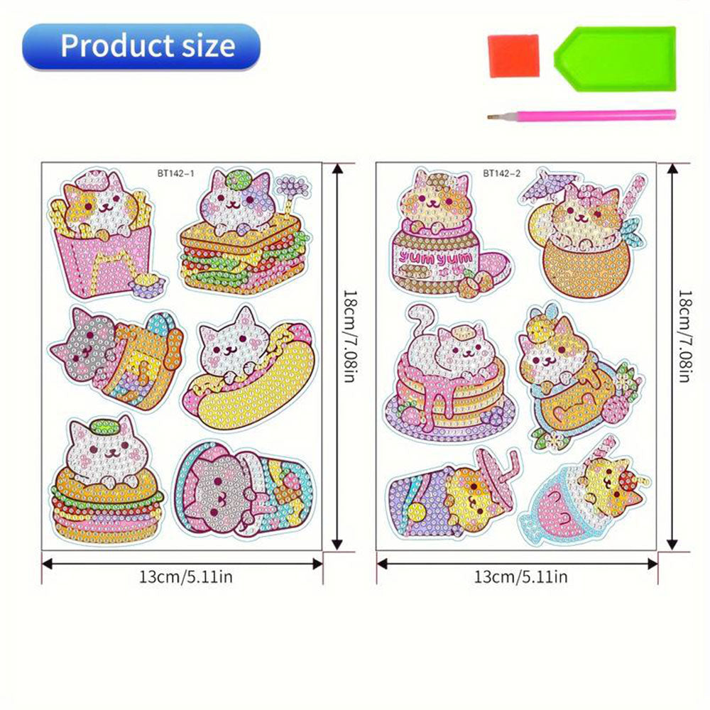 5D Diamond Painting 12 Sticker Cats