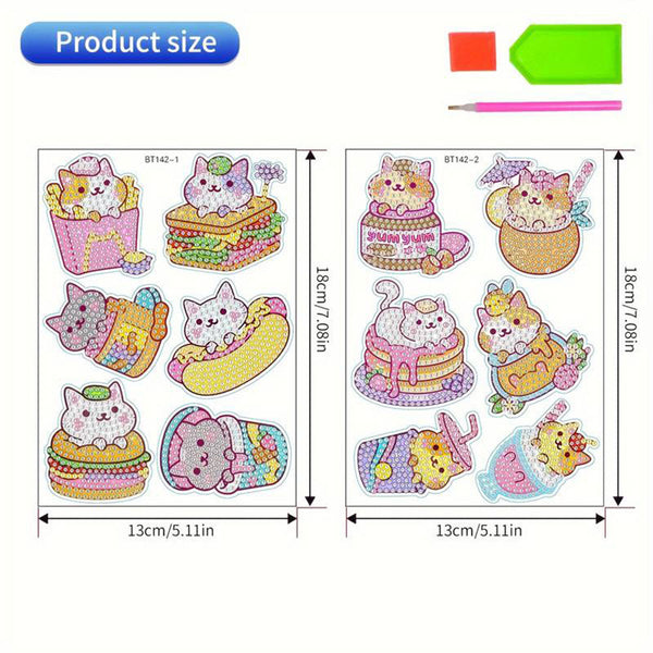 5D Diamond Painting 12 Sticker Cats