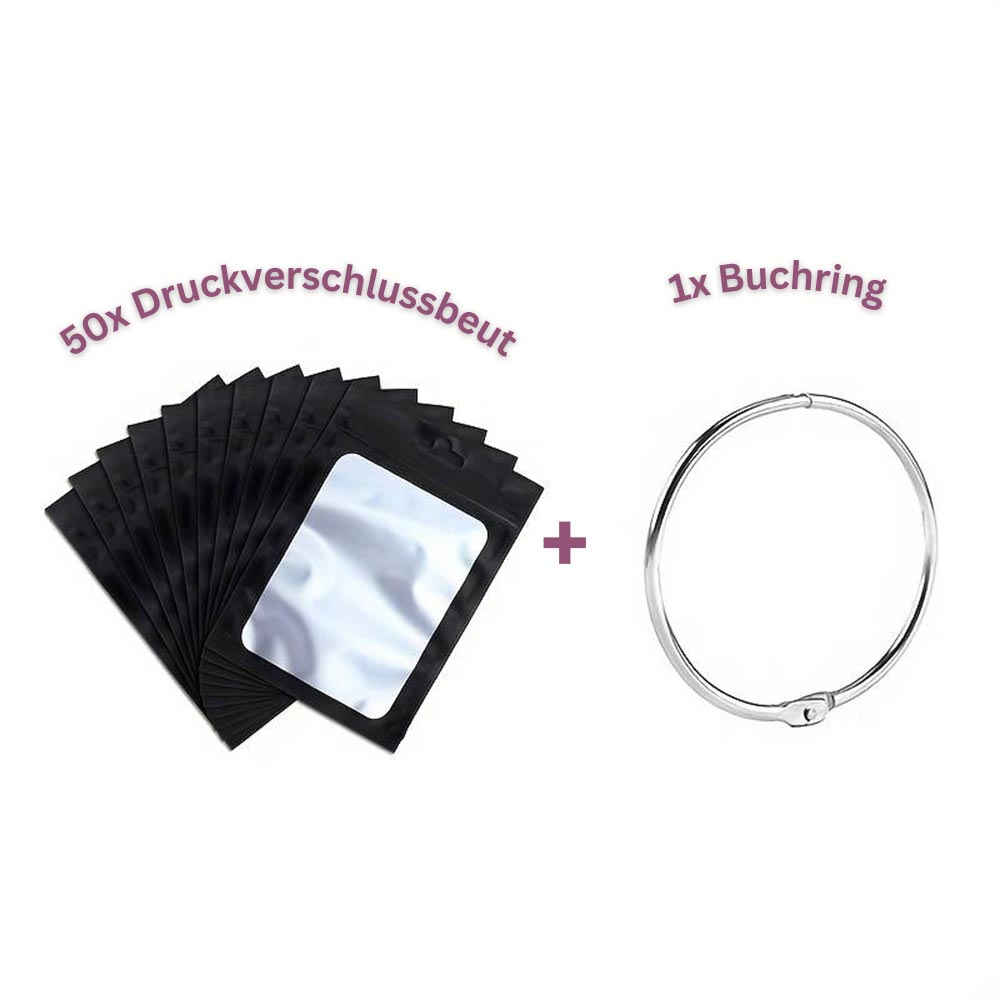 5D Diamond Painting 50 ziplock bags and 1 book ring in 8 colors