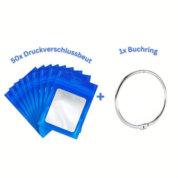 5D Diamond Painting 50 ziplock bags and 1 book ring in 8 colors