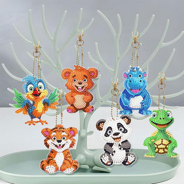 5D Diamond Painting Animal Pendants 6 Pieces