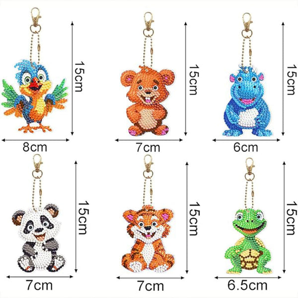 5D Diamond Painting Animal Pendants 6 Pieces