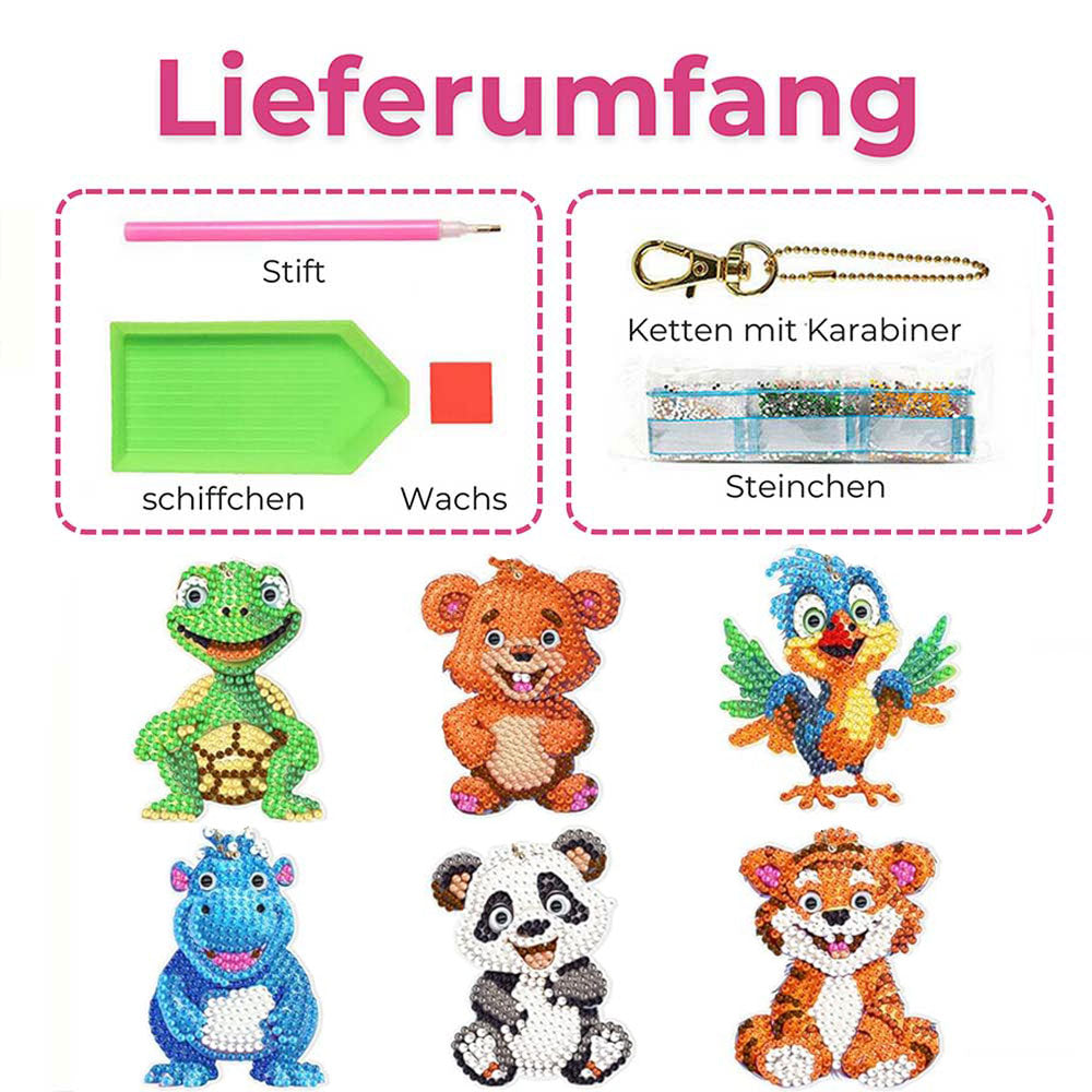 5D Diamond Painting Animal Pendants 6 Pieces