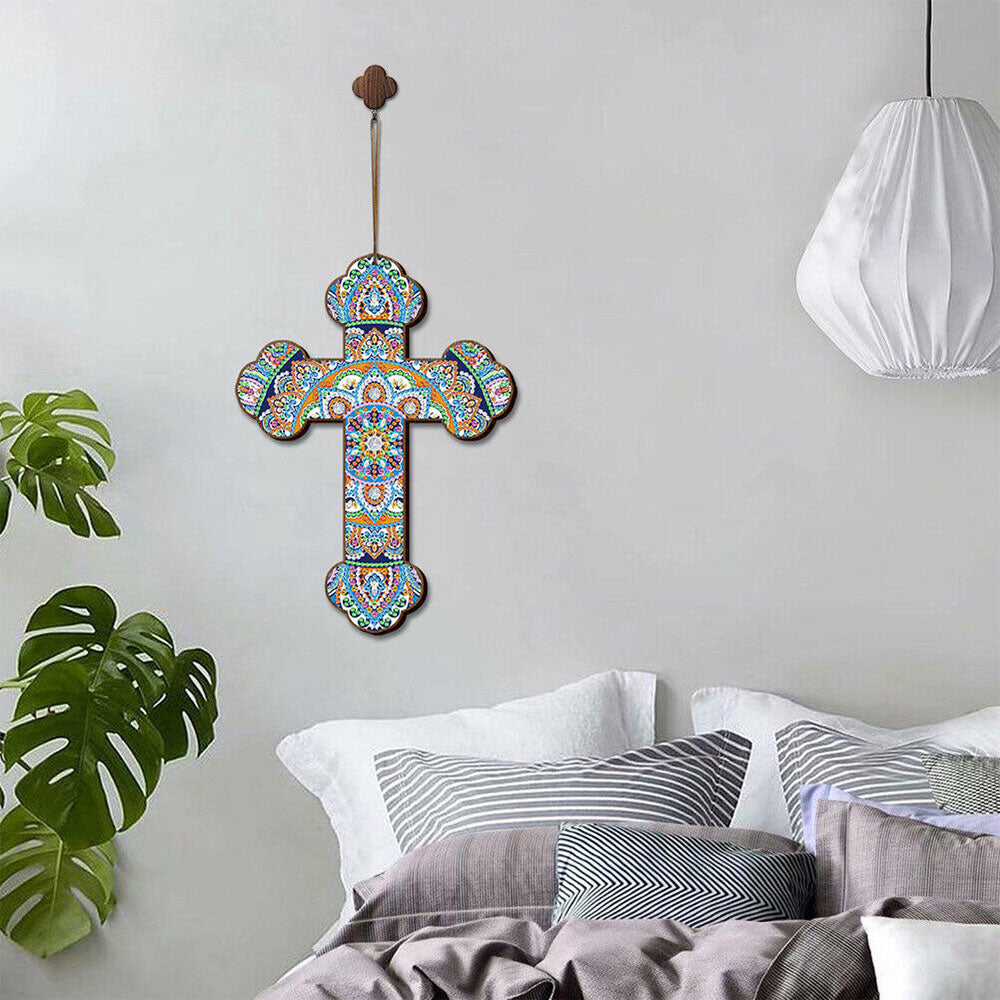 5D Diamond Painting Decorative Pendant with Cross Mandala