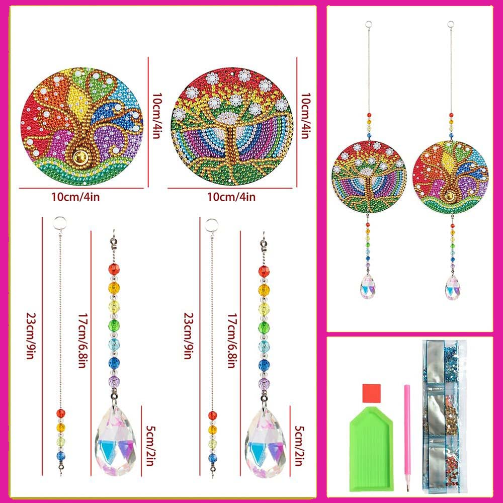 5D Diamond Painting Crystal Wind Chime Tree of Life 2 Pieces