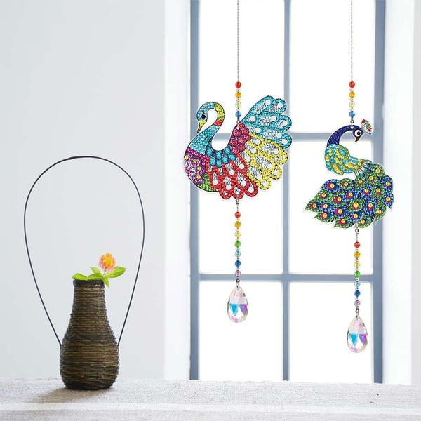 5D Diamond Painting Crystal Wind Chime Peacock 2 Pieces