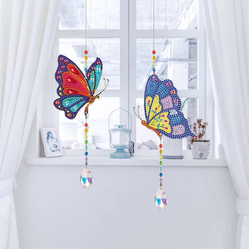 5D Diamond Art Crystal Wind Chime Butterflies 2 Pieces