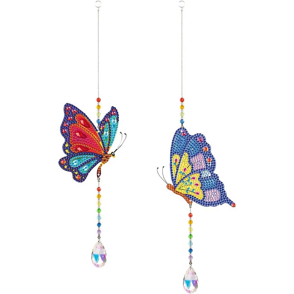 5D Diamond Art Crystal Wind Chime Butterflies 2 Pieces
