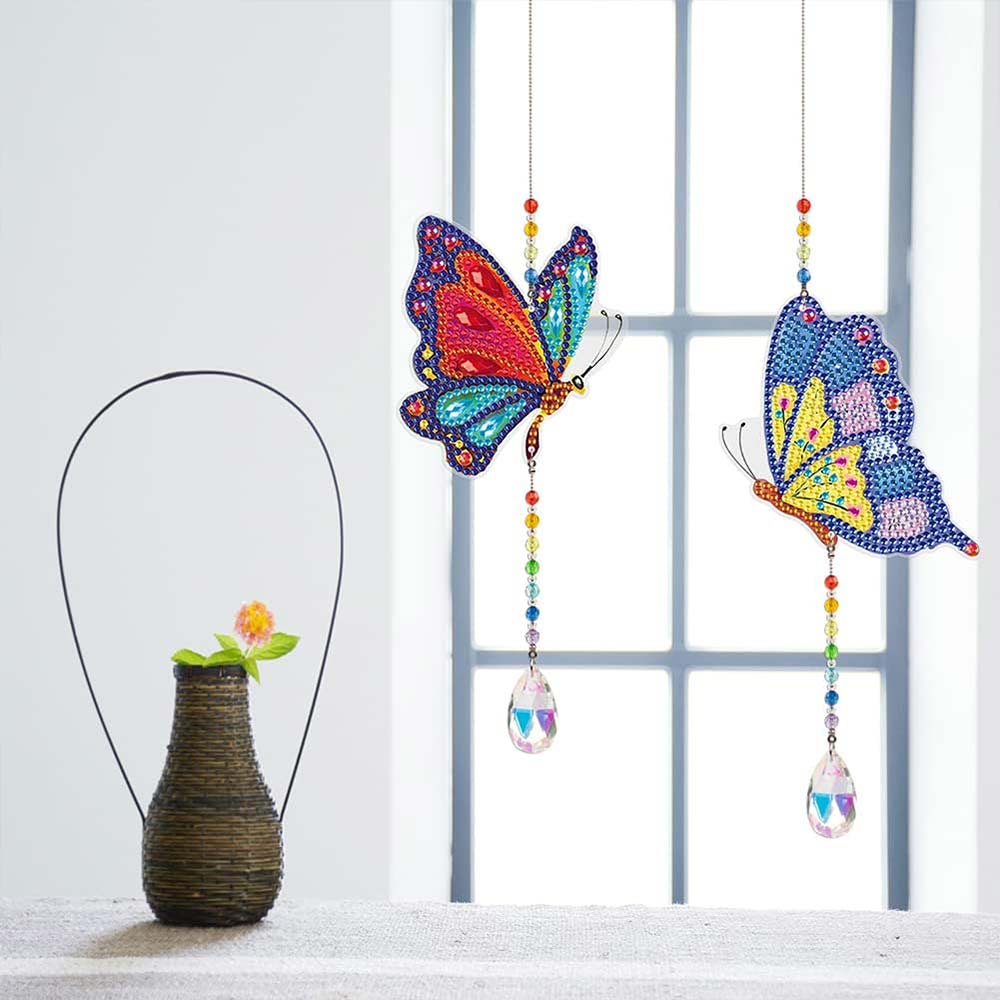 5D Diamond Art Crystal Wind Chime Butterflies 2 Pieces