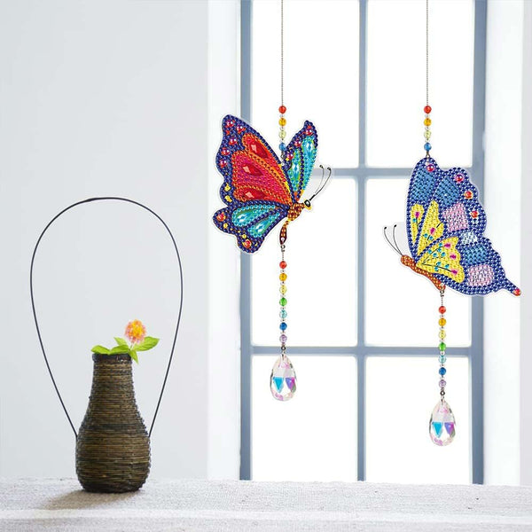 5D Diamond Art Crystal Wind Chime Butterflies 2 Pieces