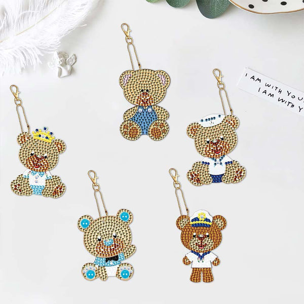 5D Diamond Painting Keychain with Bears 5 Pieces