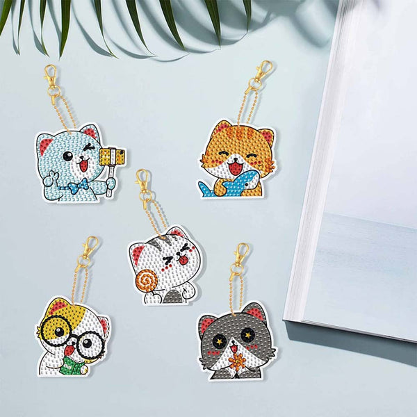 5D Diamond Painting Keychain - Cats 5 Pieces