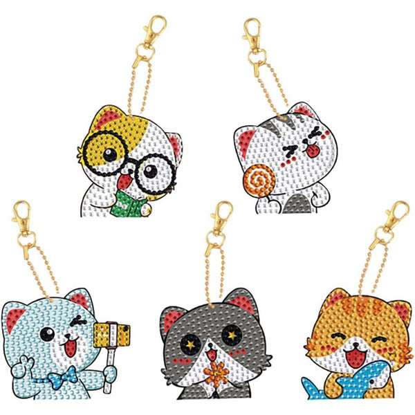 5D Diamond Painting Keychain - Cats 5 Pieces