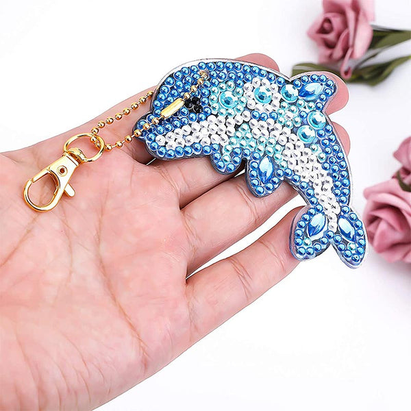 5D Diamond Painting Keychain Dolphins 5 Pieces