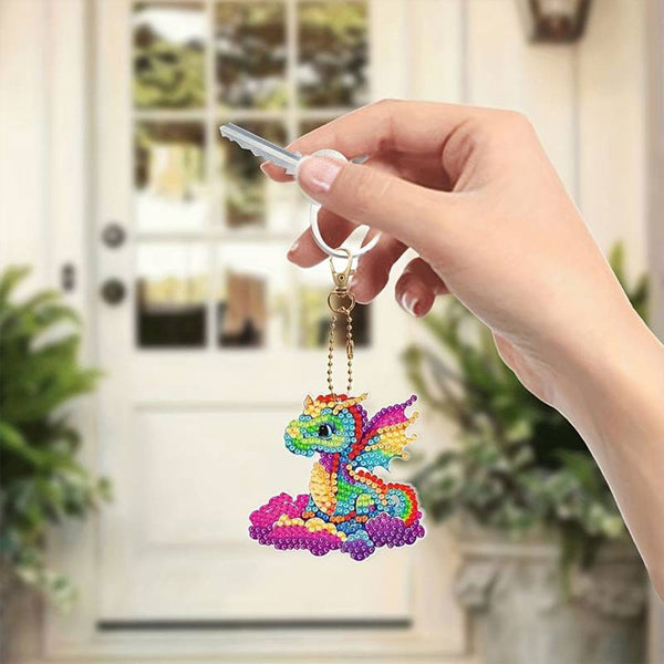 5D Diamond Painting Keychain Dragon 6 Pieces