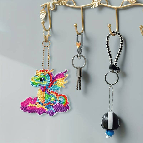 5D Diamond Painting Keychain Dragon 6 Pieces