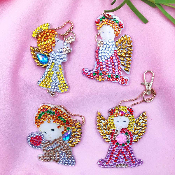 5D Diamond Painting Keychain Angel 4 Pieces