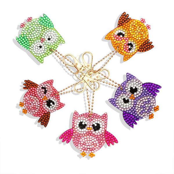 5D Diamond Painting Keychain - Owls 5 Pieces