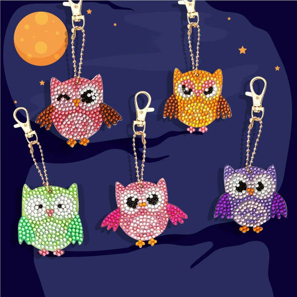 5D Diamond Painting Keychain - Owls 5 Pieces
