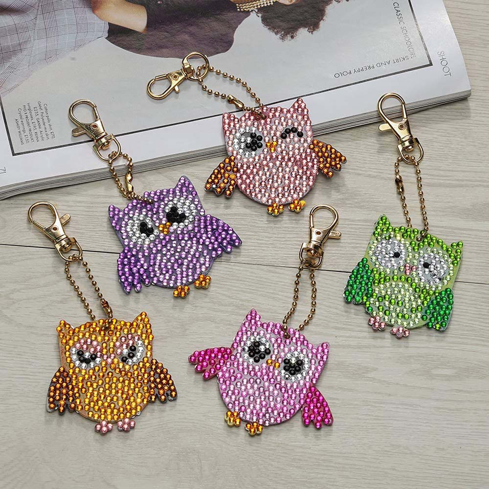 5D Diamond Painting Keychain - Owls 5 Pieces