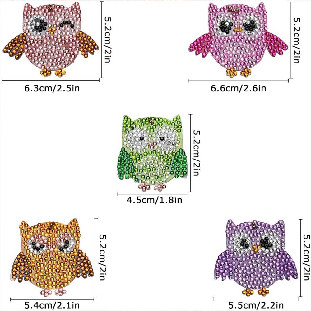5D Diamond Painting Keychain - Owls 5 Pieces