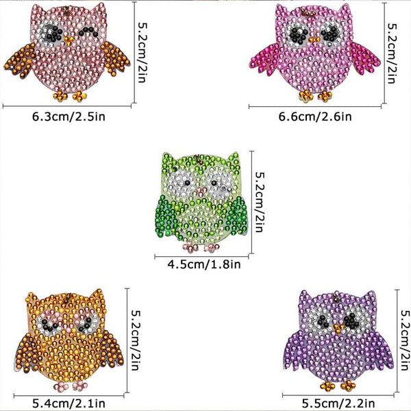 5D Diamond Painting Keychain - Owls 5 Pieces