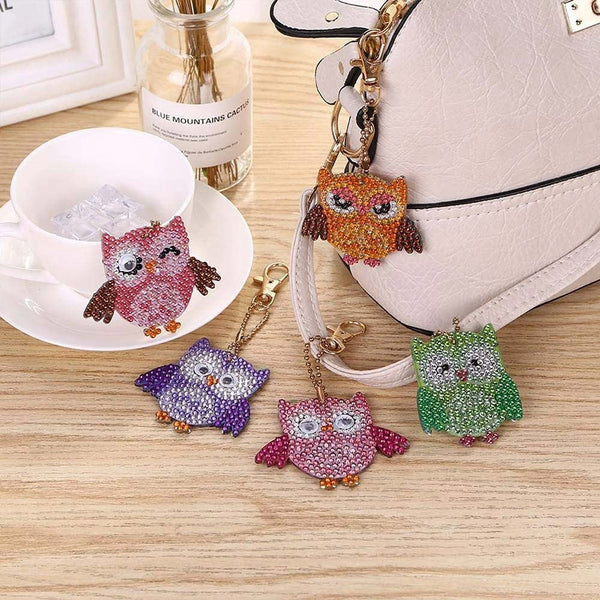5D Diamond Painting Keychain - Owls 5 Pieces