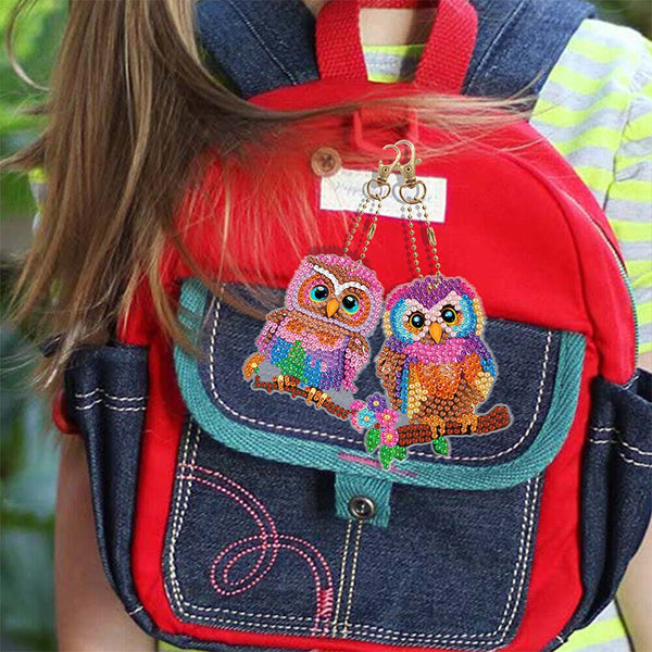 5D Diamond Painting Keychain Owls 6 Pieces