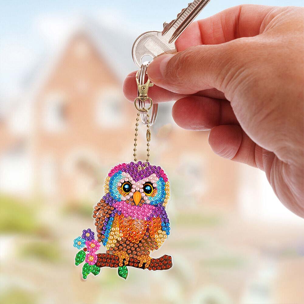 5D Diamond Painting Keychain Owls 6 Pieces
