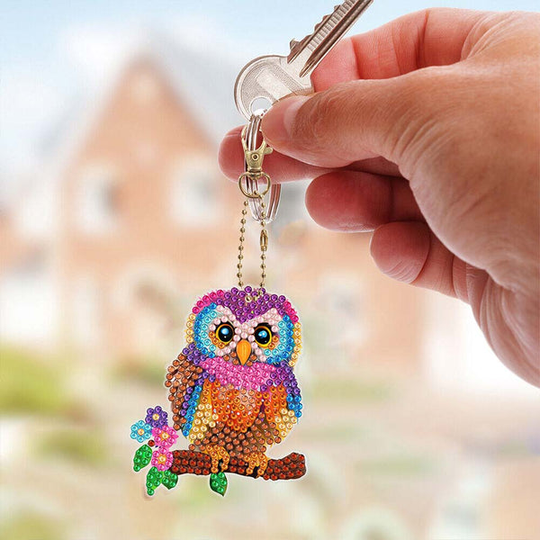 5D Diamond Painting Keychain Owls 6 Pieces