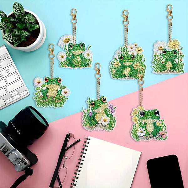 5D Diamond Painting Keychain Frogs 6 Pieces