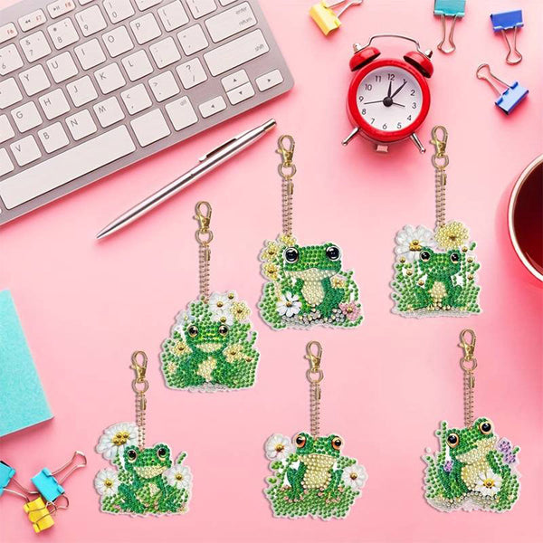 5D Diamond Painting Keychain Frogs 6 Pieces