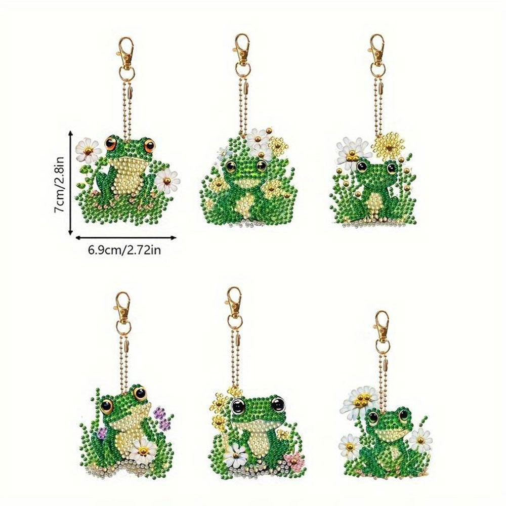 5D Diamond Painting Keychain Frogs 6 Pieces