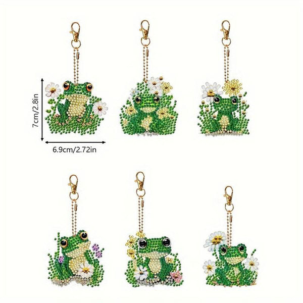 5D Diamond Painting Keychain Frogs 6 Pieces