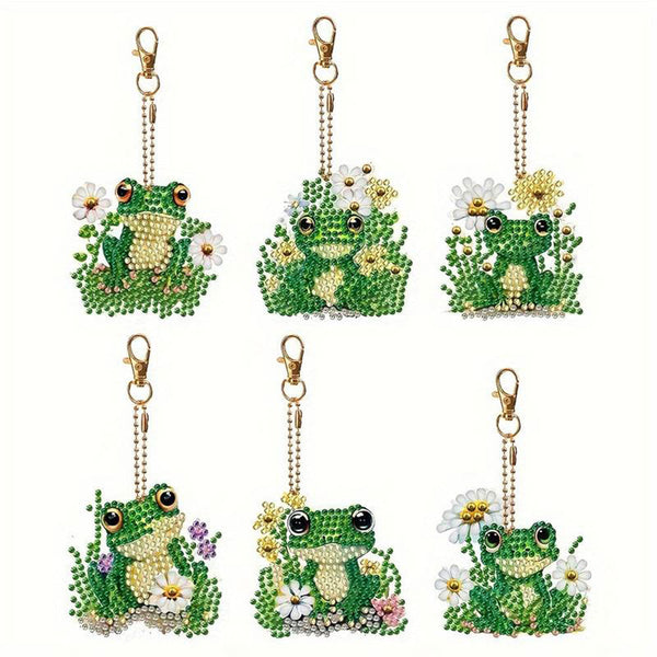 5D Diamond Painting Keychain Frogs 6 Pieces