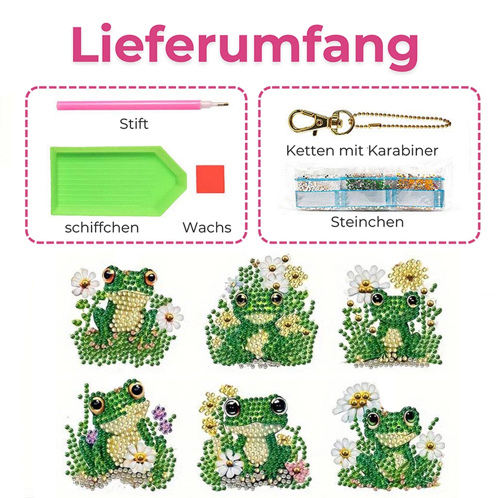 5D Diamond Painting Keychain Frogs 6 Pieces
