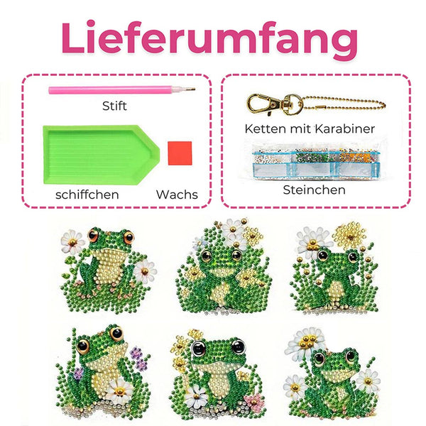 5D Diamond Painting Keychain Frogs 6 Pieces