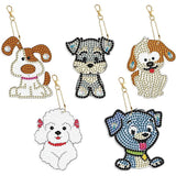5D Diamond Painting Keychain Dogs 5 Pieces
