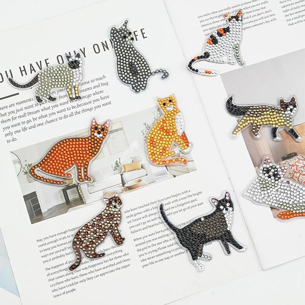 5D Diamond Painting Keychain Cats 9 Pieces