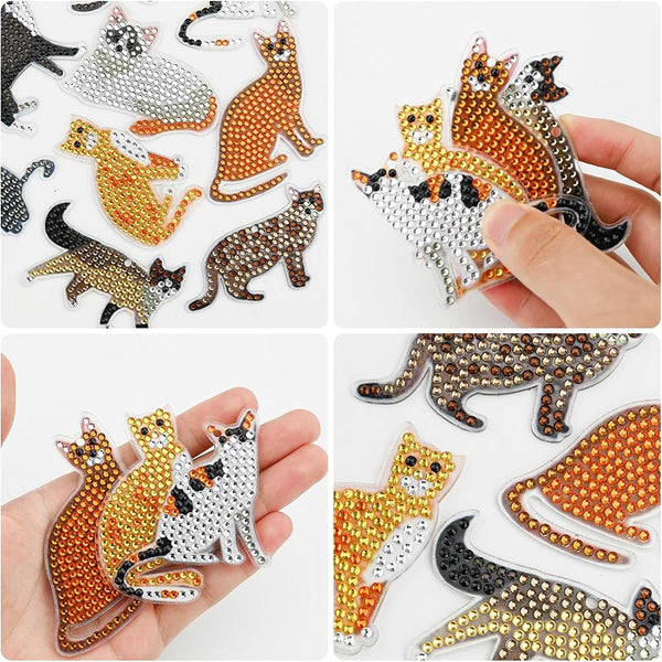 5D Diamond Painting Keychain Cats 9 Pieces