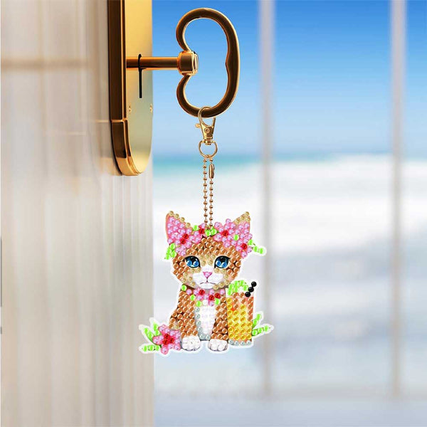 5D Diamond Painting Keychain with Cats 5 Pieces