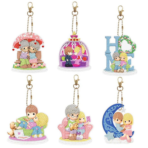 5D Diamond Painting Keychain Love 6 Pieces