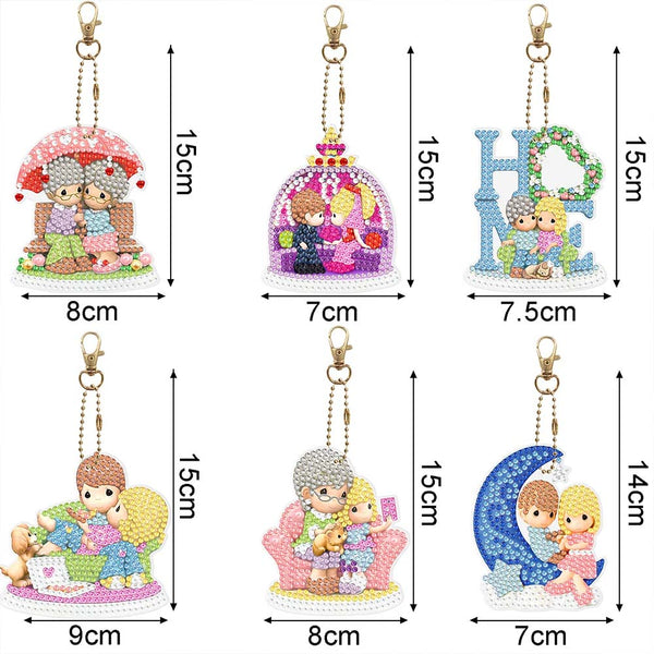5D Diamond Painting Keychain Love 6 Pieces