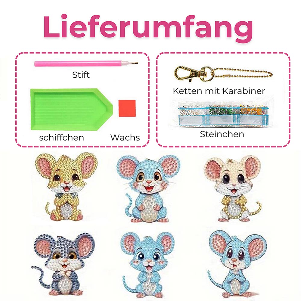 5D Diamond Painting Mice 6 Pieces