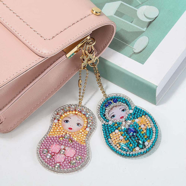 5D Diamond Painting Keychain with Matryoshka