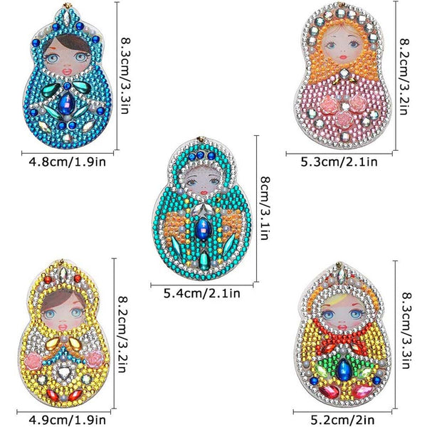 5D Diamond Painting Keychain with Matryoshka