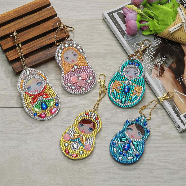 5D Diamond Painting Keychain with Matryoshka
