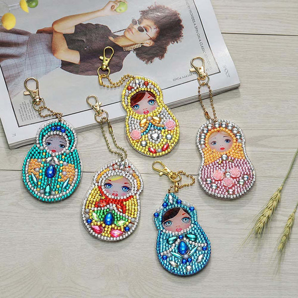 5D Diamond Painting Keychain with Matryoshka