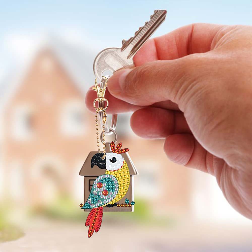 5D Diamond Painting Keychain Parrots 5 Pieces